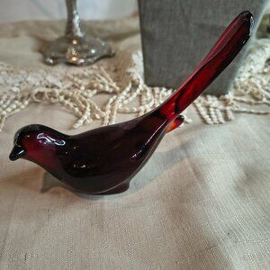 Vintage Glass Fenton Amberina Red Bird